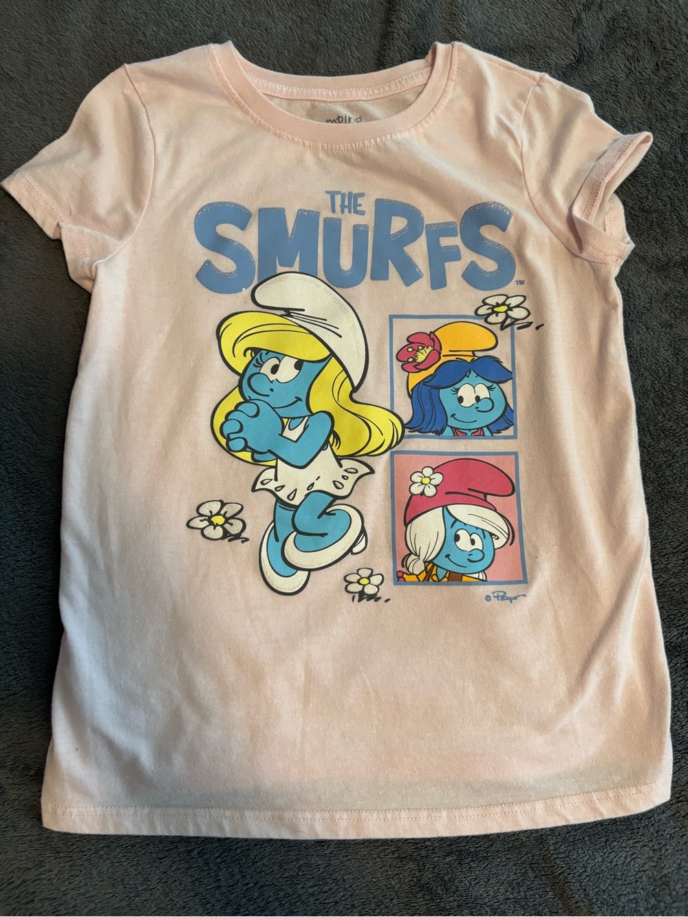 jumping beans Pink Smurfs Graphic Tee with Blue & Yellow Accents